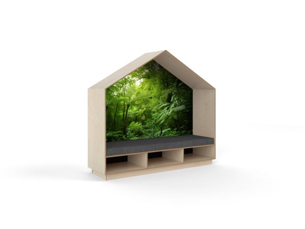 Book Nook 6 bay birch plywood NZ Forest Print