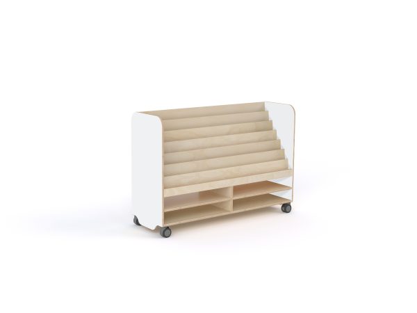 School Book station shelving 4 bay birch wht HPL