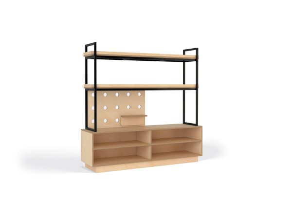 Storage Shelving with Open 2 Tier 5 Bay birch