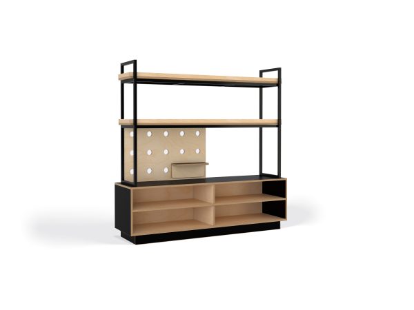 Storage Shelving with Open 2 Tier 5 Bay blk