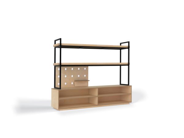 Storage Shelving with Open 2 Tier 6 Bay birch