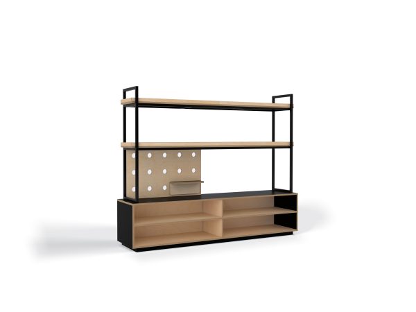 Storage Shelving with Open 2 Tier 6 Bay blk