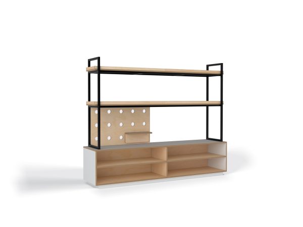 Storage Shelving with Open 2 Tier 6 Bay wht