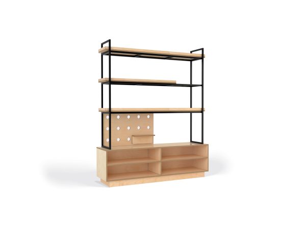 Storage Shelving with Open 3 Tier 5 Bay birch