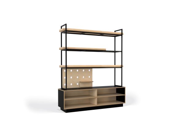 Storage Shelving with Open 3 Tier 5 Bay blk