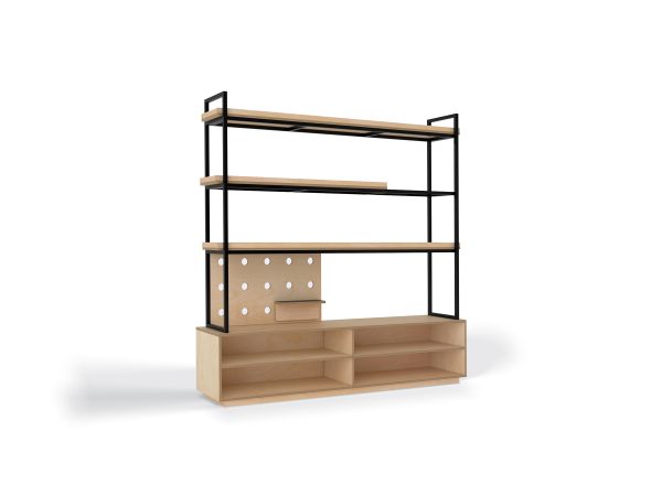 Storage Shelving with Open 3 Tier 6 Bay birch