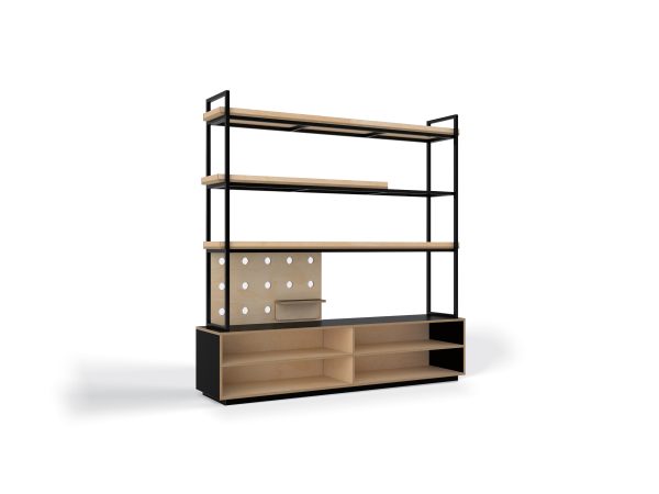 Storage Shelving with Open 3 Tier 6 Bay blk