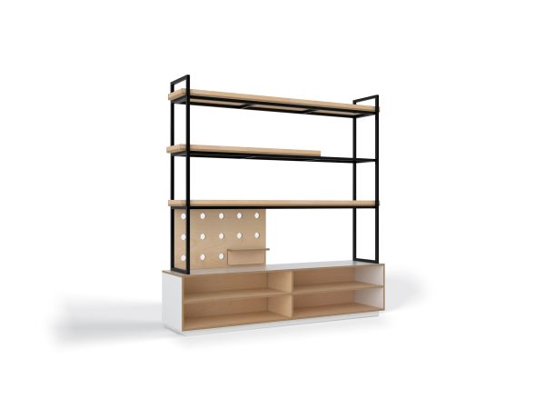 Storage Shelving with Open 3 Tier 6 Bay wht