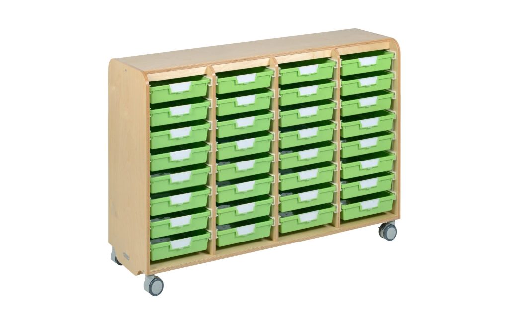 Tray Storage Unit for schools Birch Plywood 4 bay