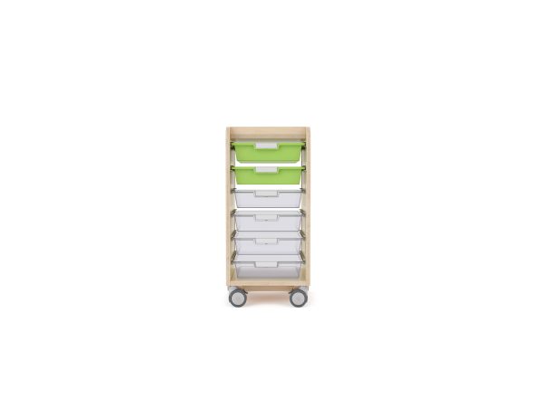 Width 1 Bay trays school storage station birch plywood