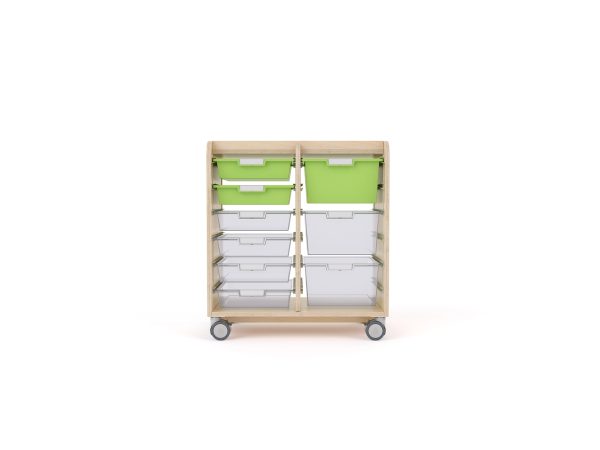 Width 2 Bay trays school storage station birch plywood