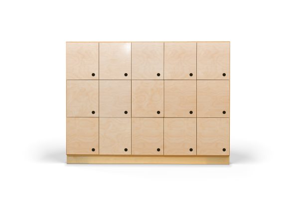 Birch plywood school storage cubbys circle handle custom