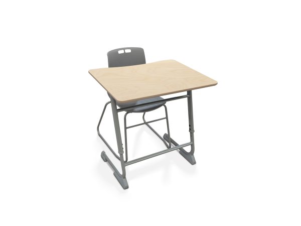 Adjustable Height School Desk birch with chair