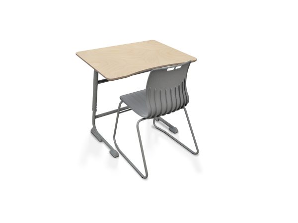 Adjustable Height School Desk birch with chair