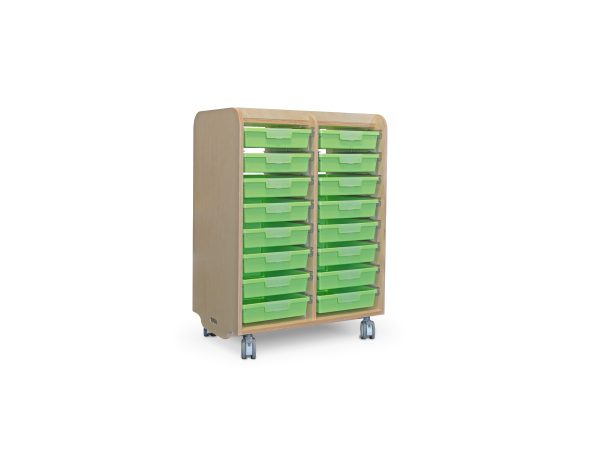 Width 2 Bay trays school storage station birch plywood