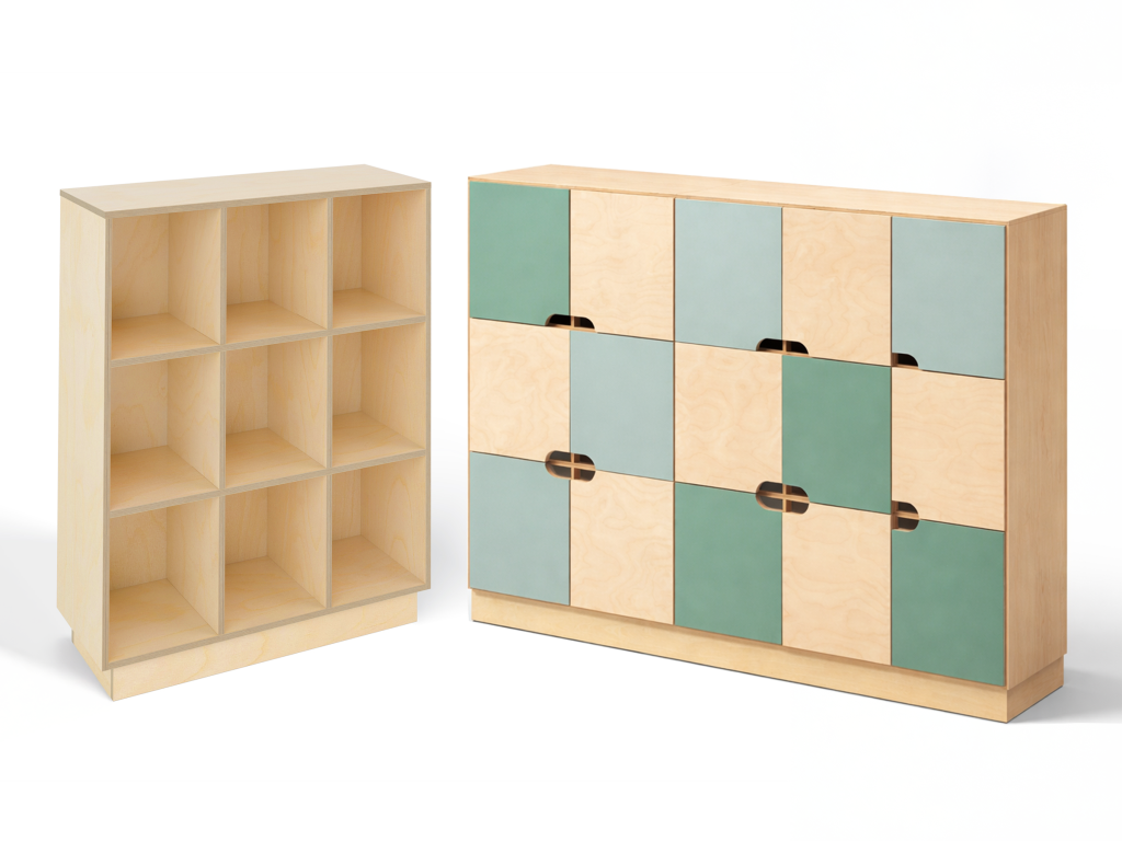 cubby lockers with and without doors for learning spaces