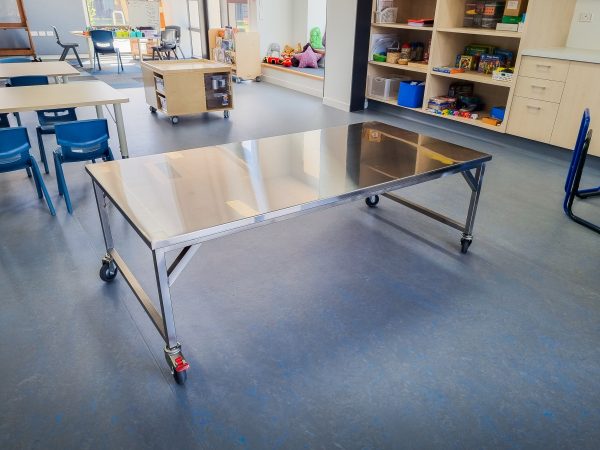 Ngakaroa school stainless steel bench table