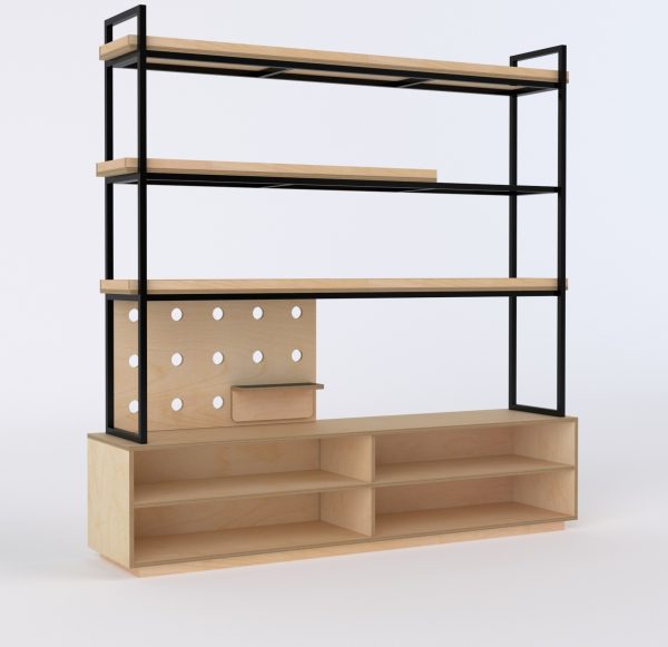 Storage Shelving with Open 3 Tier steel frame shelving