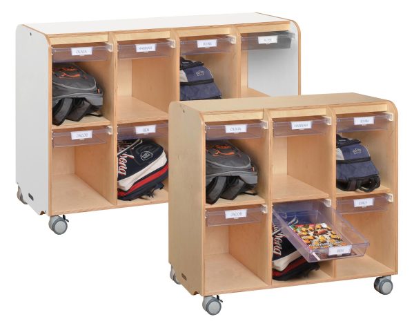 Mobile Cubby Lockers with Tote-Tray Runners
