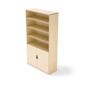 LSG Inspire display shelf with adjustable open shelving and doors