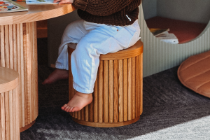 Cove Fluted Stool - Oak