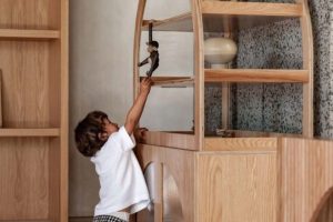 Cove Arched Cabinet Perspex - Oak