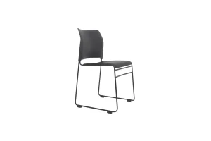 Buro Maxim Chair, Buro Maxim stacking chair with black sled frame, black vinyl seat and black back